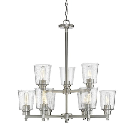 Z-Lite Bohin 9 Light Chandelier, Brushed Nickel And Clear Seedy 464-9BN